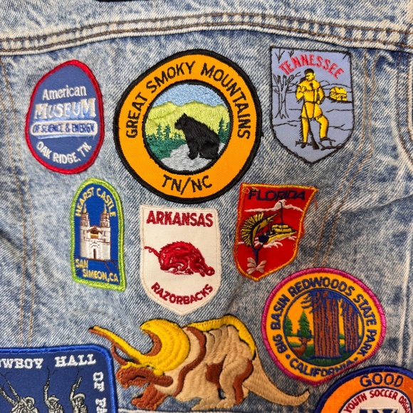 Boys Vintage Levi Jean Jacket Size 7 with Patches, GUC - Picture 5 of 12